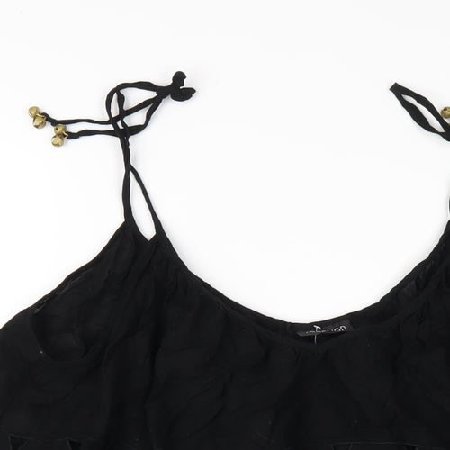 Topshop Womens Black Cotton Camisole T-Shirt Size M Scoop Neck