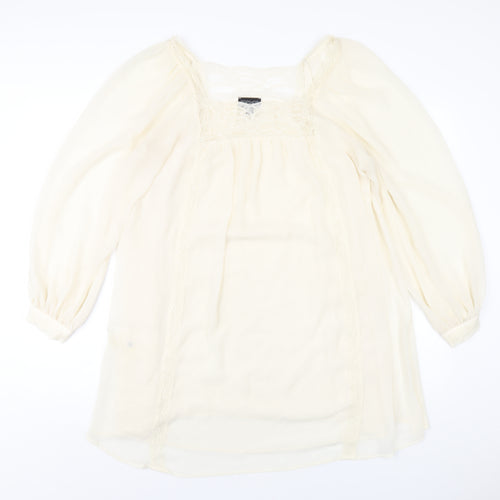 Topshop Womens Ivory Polyester A-Line Size 12 Square Neck Pullover