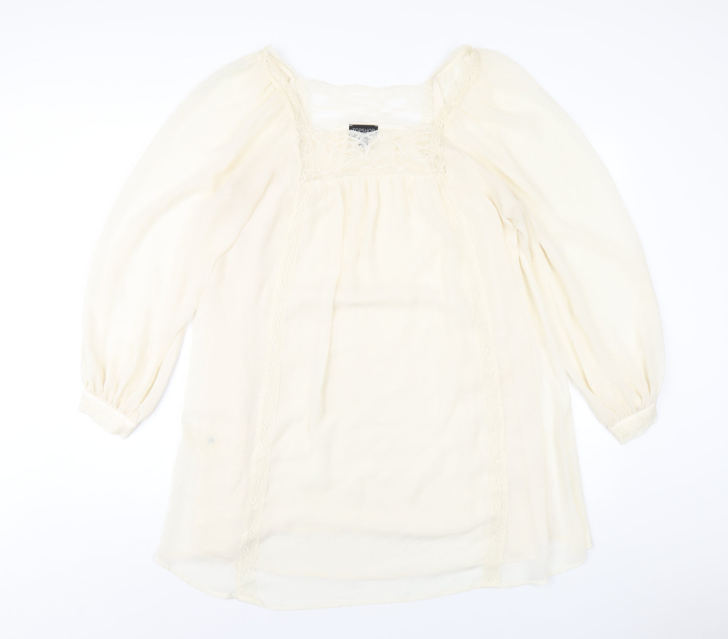 Topshop Womens Ivory Polyester A-Line Size 12 Square Neck Pullover