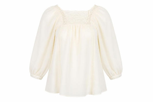 Front view of Topshop women’s ivory polyester a-line, size UK 12, square neck pullover