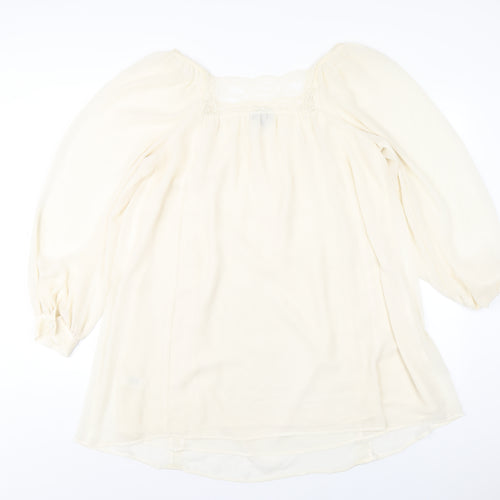Topshop Womens Ivory Polyester A-Line Size 12 Square Neck Pullover