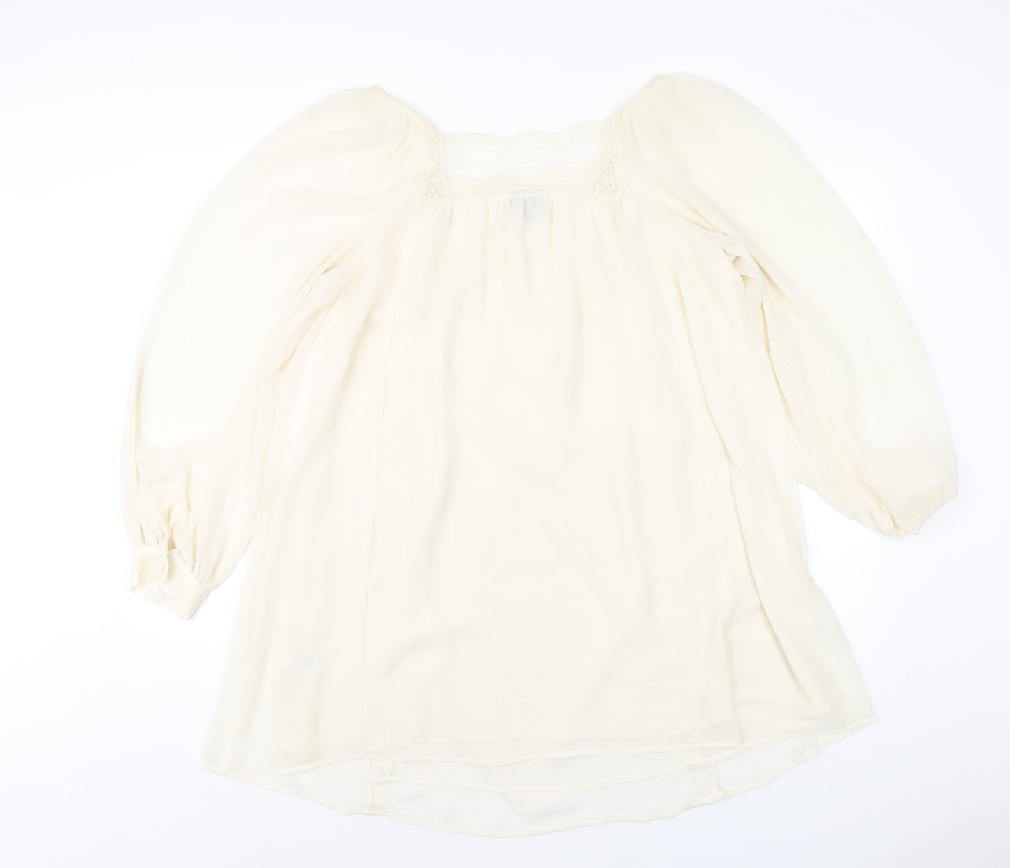 Topshop Womens Ivory Polyester A-Line Size 12 Square Neck Pullover