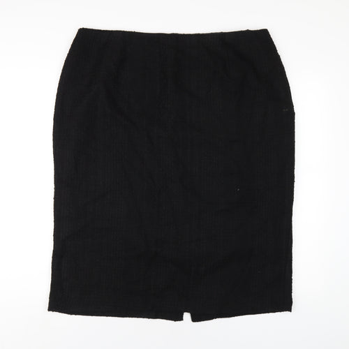 Femme Womens Black Polyester Straight & Pencil Skirt Size 20 Zip