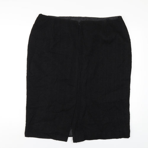 Femme Womens Black Polyester Straight & Pencil Skirt Size 20 Zip