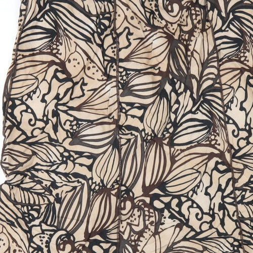Marks and Spencer Womens Brown Geometric Ramie A-Line Skirt Size 14