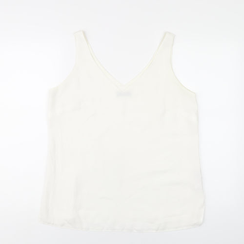 Wallis Womens White Polyester Basic Tank Size 12 V-Neck
