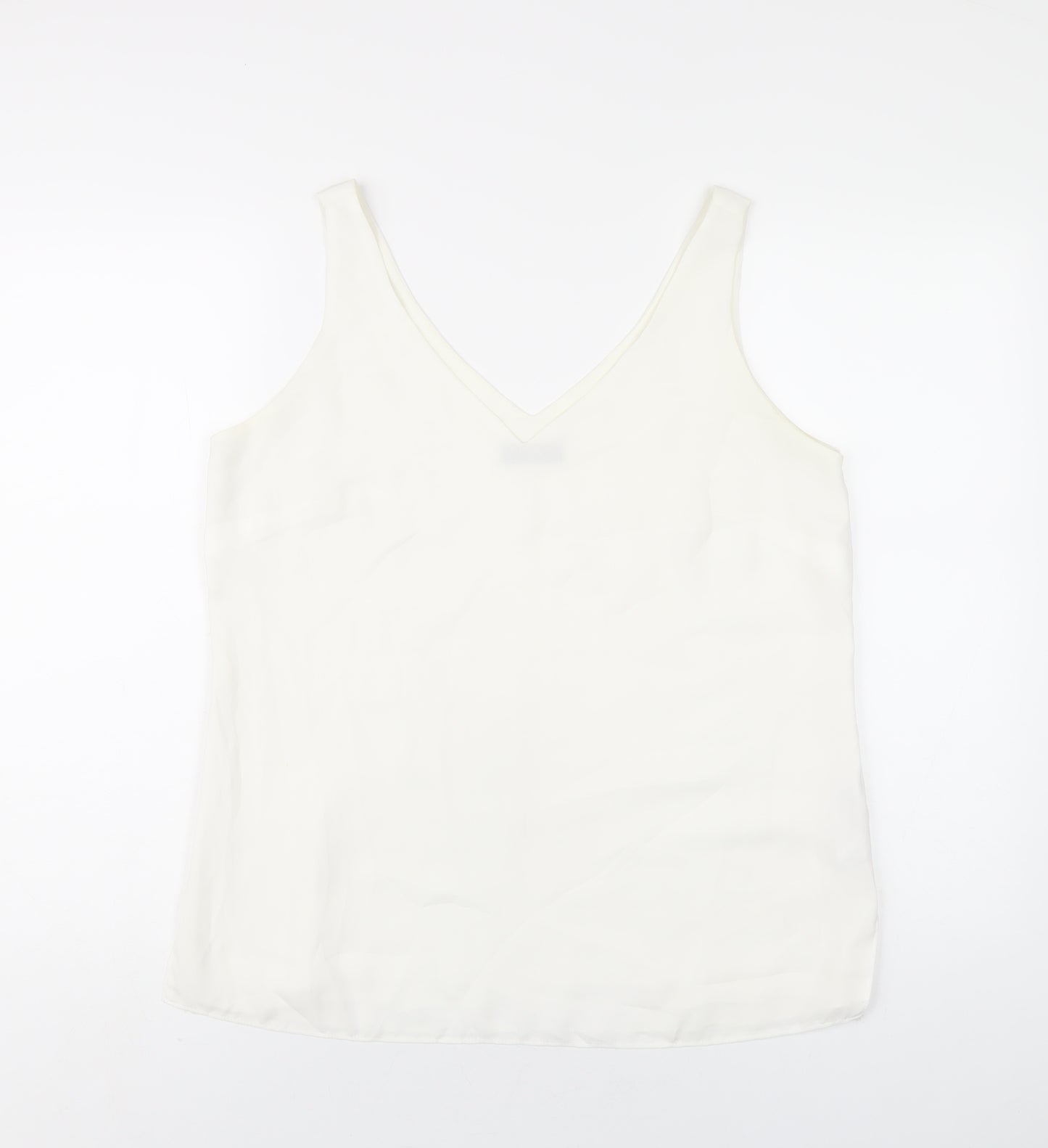 Wallis Womens White Polyester Basic Tank Size 12 V-Neck