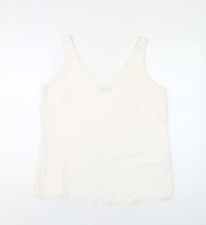 Wallis Womens White Polyester Basic Tank Size 12 V-Neck