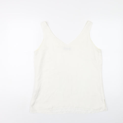 Wallis Womens White Polyester Basic Tank Size 12 V-Neck