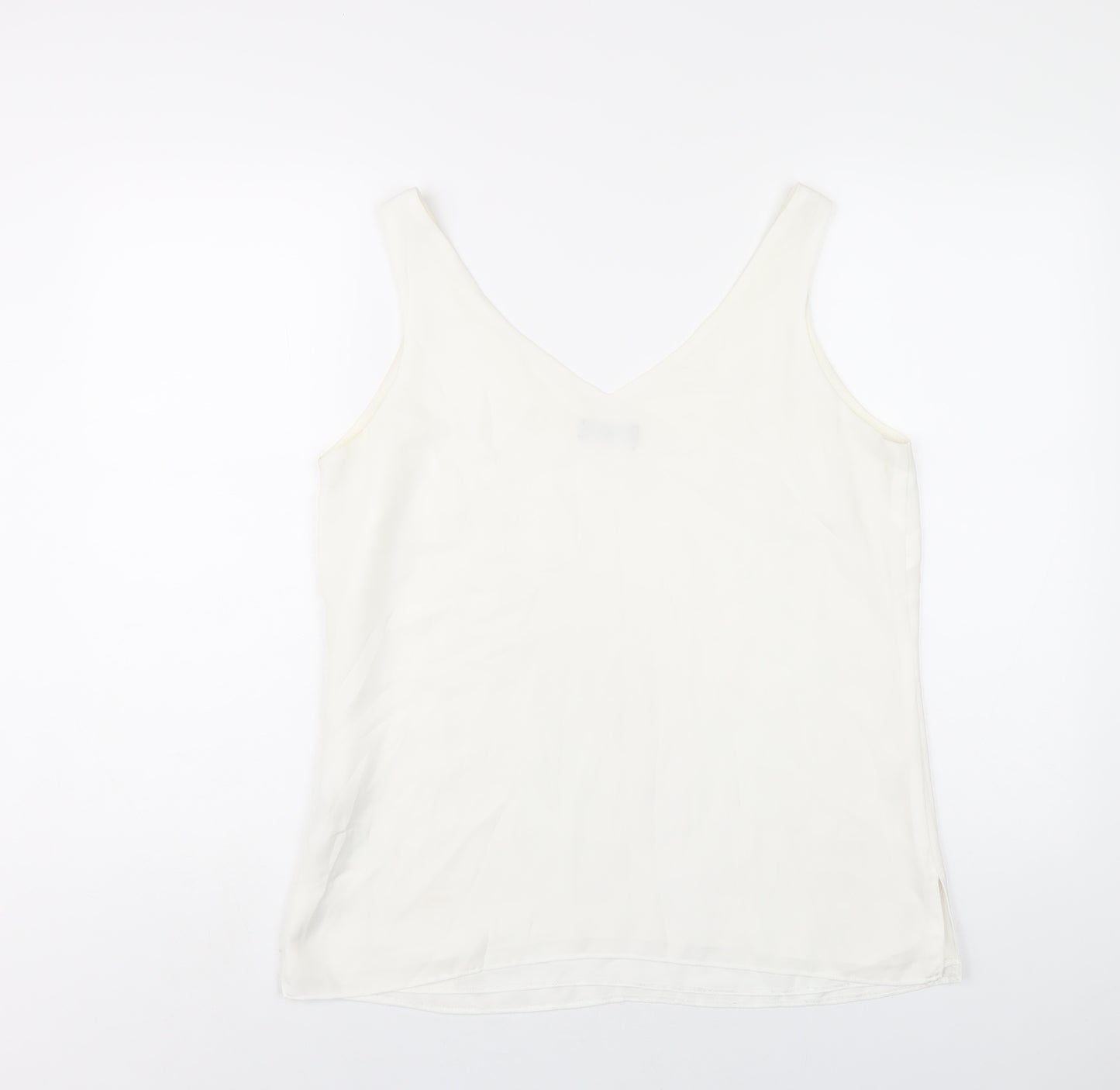 Wallis Womens White Polyester Basic Tank Size 12 V-Neck