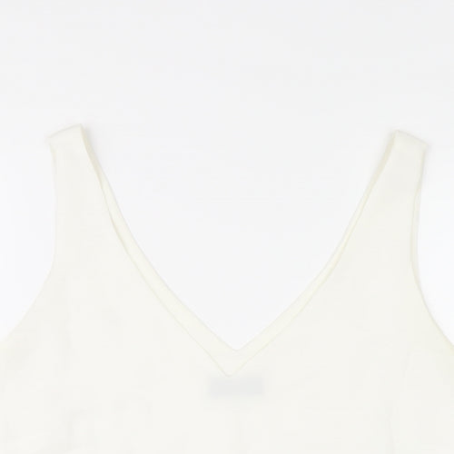 Wallis Womens White Polyester Basic Tank Size 12 V-Neck
