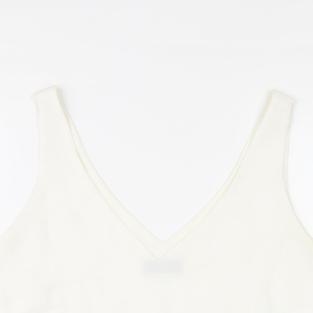 Wallis Womens White Polyester Basic Tank Size 12 V-Neck