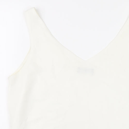 Wallis Womens White Polyester Basic Tank Size 12 V-Neck