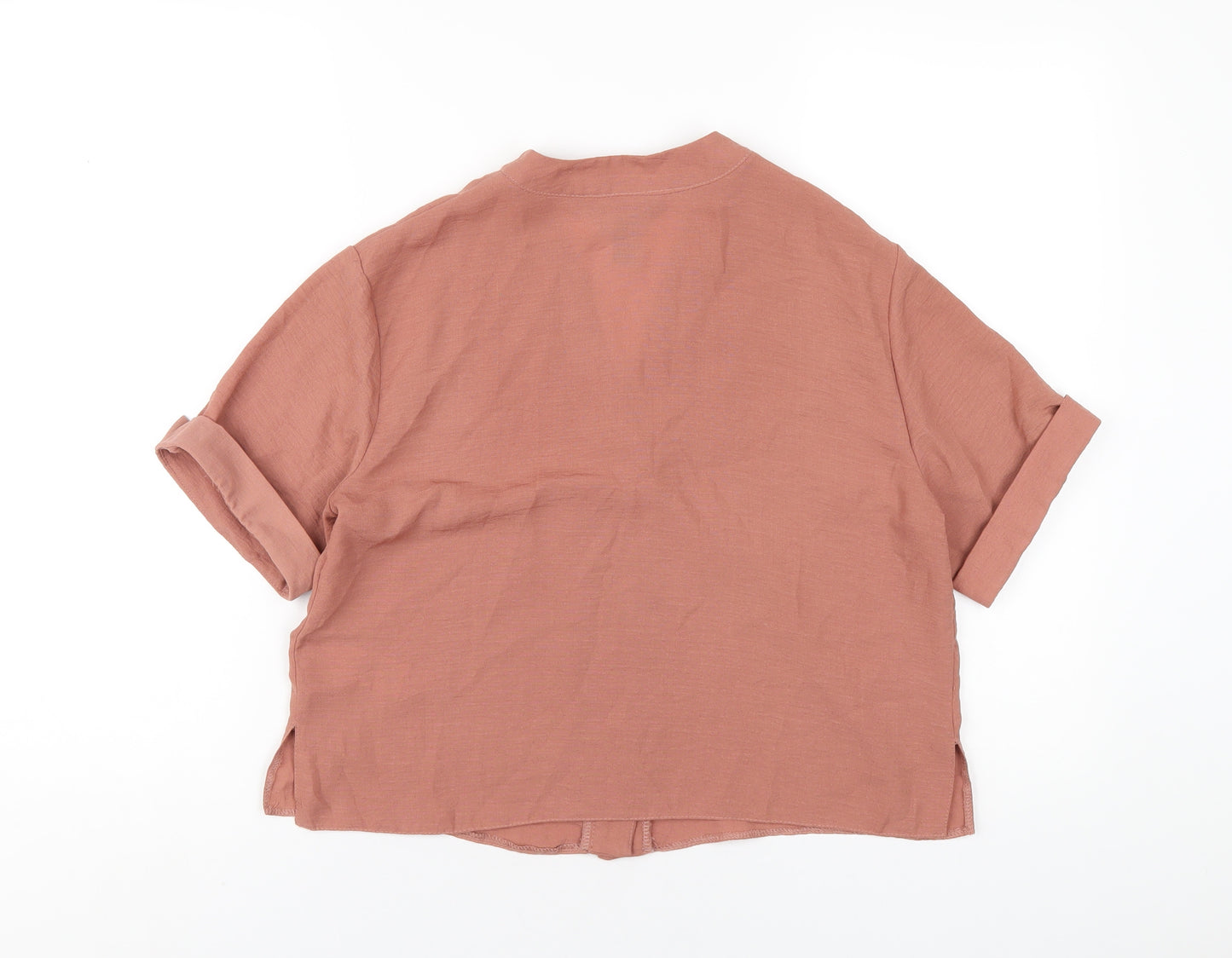 New Look Womens Brown Polyester Basic T-Shirt Size 8 V-Neck