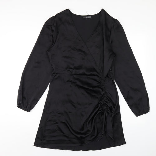 Quiz Womens Black Polyester A-Line Size 10 V-Neck Zip