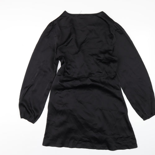 Quiz Womens Black Polyester A-Line Size 10 V-Neck Zip