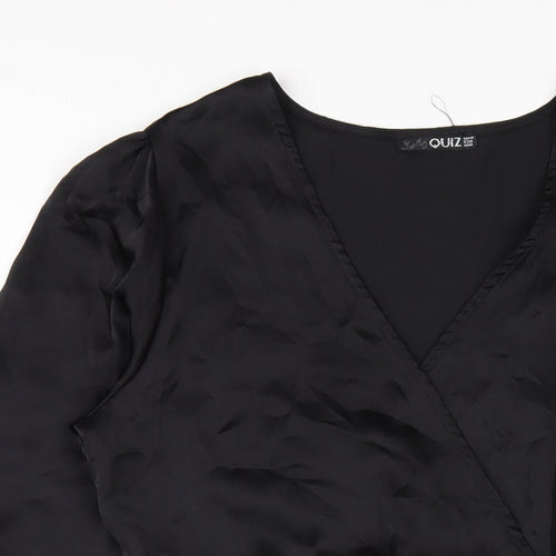 Quiz Womens Black Polyester A-Line Size 10 V-Neck Zip