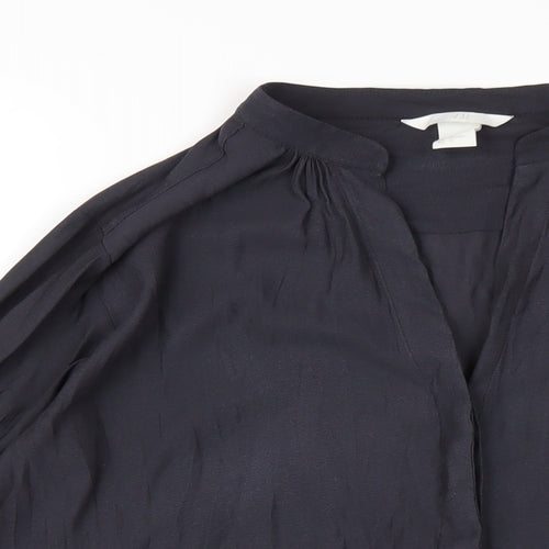 H&M Womens Grey Polyester Basic Button-Up Size 12 V-Neck