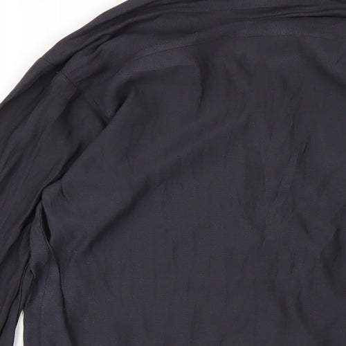 H&M Womens Grey Polyester Basic Button-Up Size 12 V-Neck