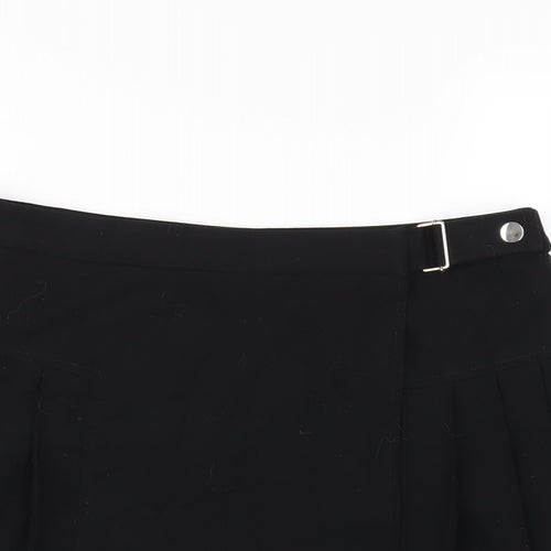 Topshop Womens Black Polyester A-Line Skirt Size 12 Button