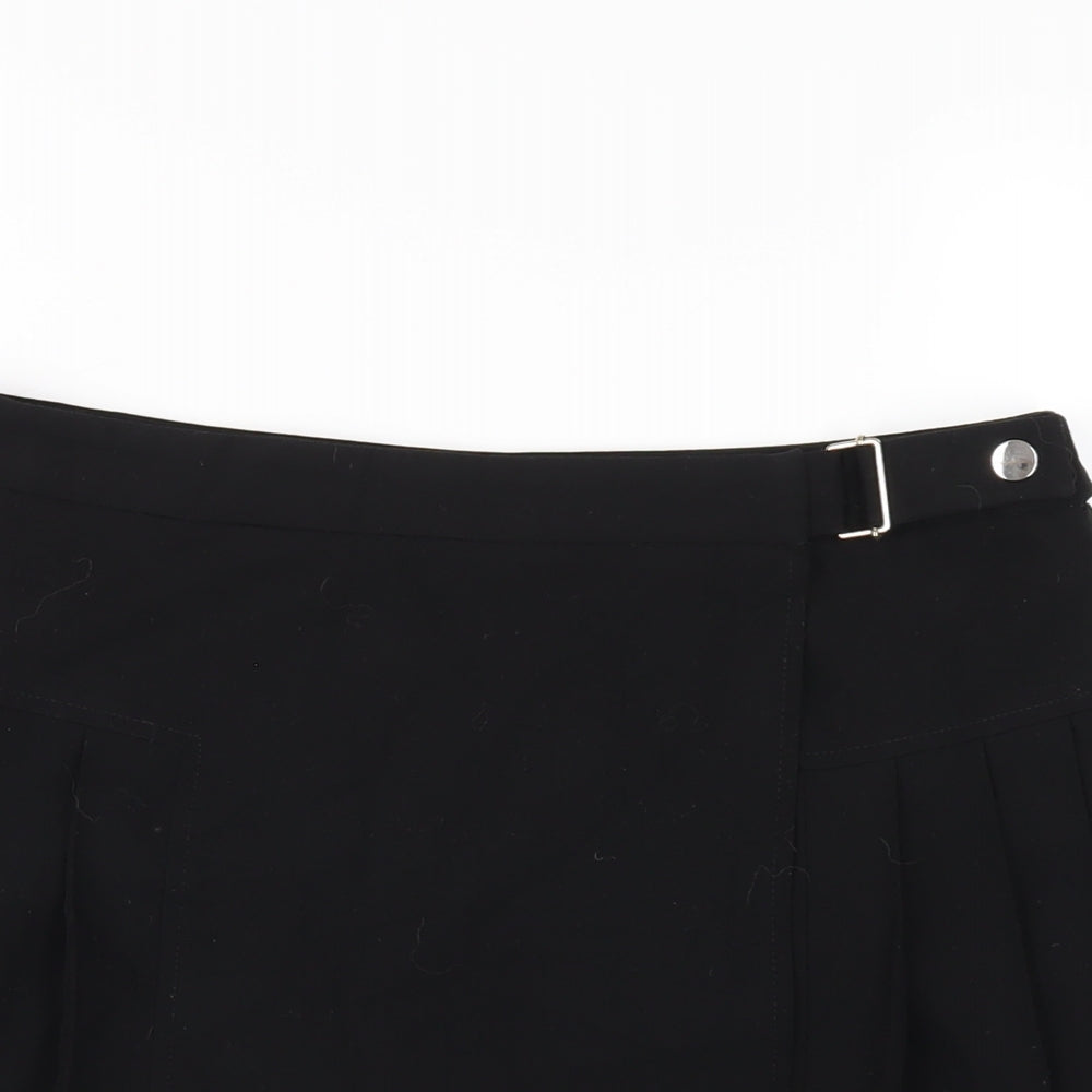 Topshop Womens Black Polyester A-Line Skirt Size 12 Button