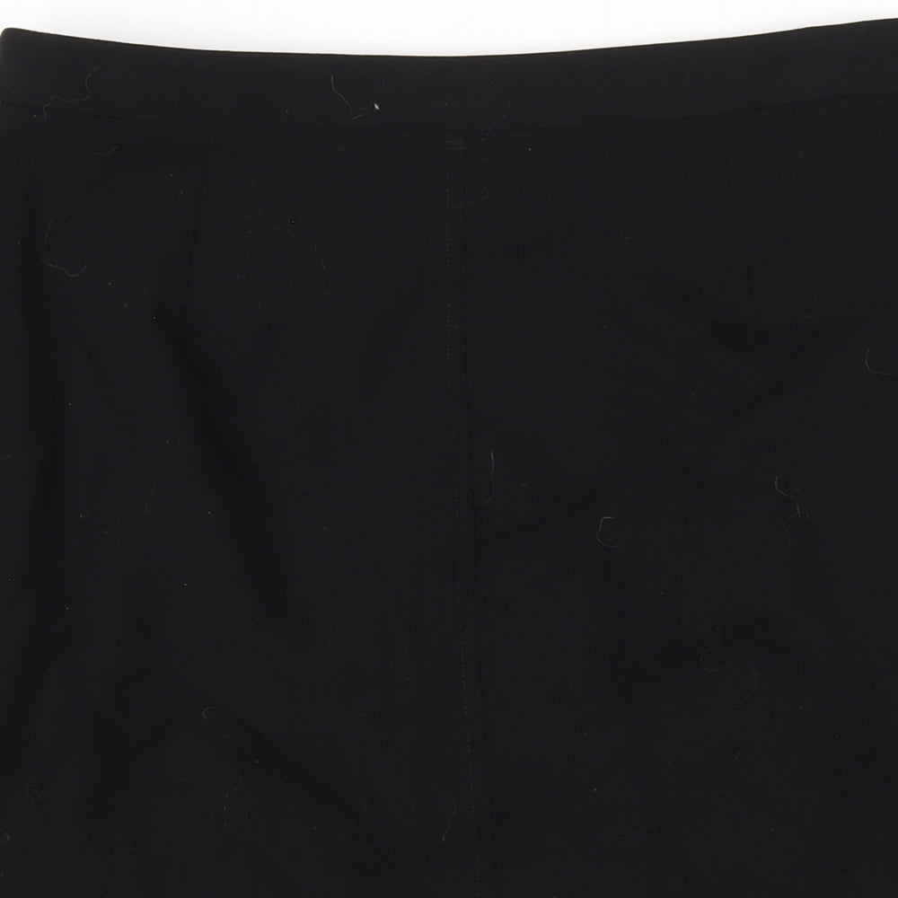 Topshop Womens Black Polyester A-Line Skirt Size 12 Button