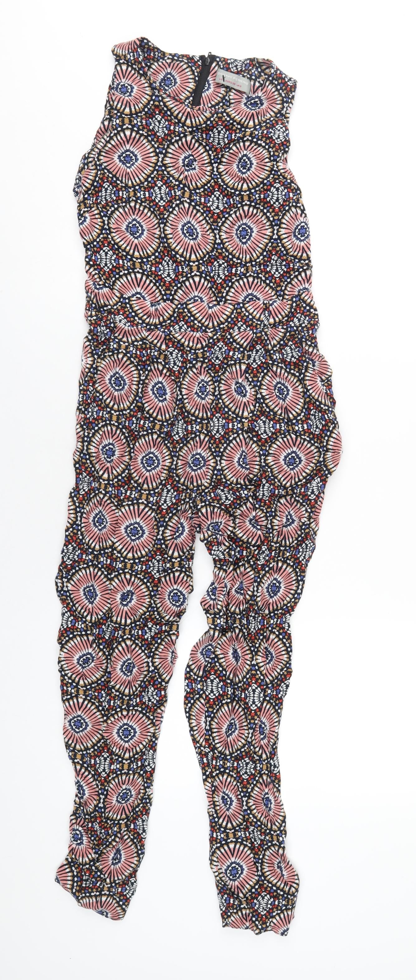 Dorothy Perkins Womens Multicoloured Geometric Viscose Jumpsuit One-Piece Size 8 L26 in Zip