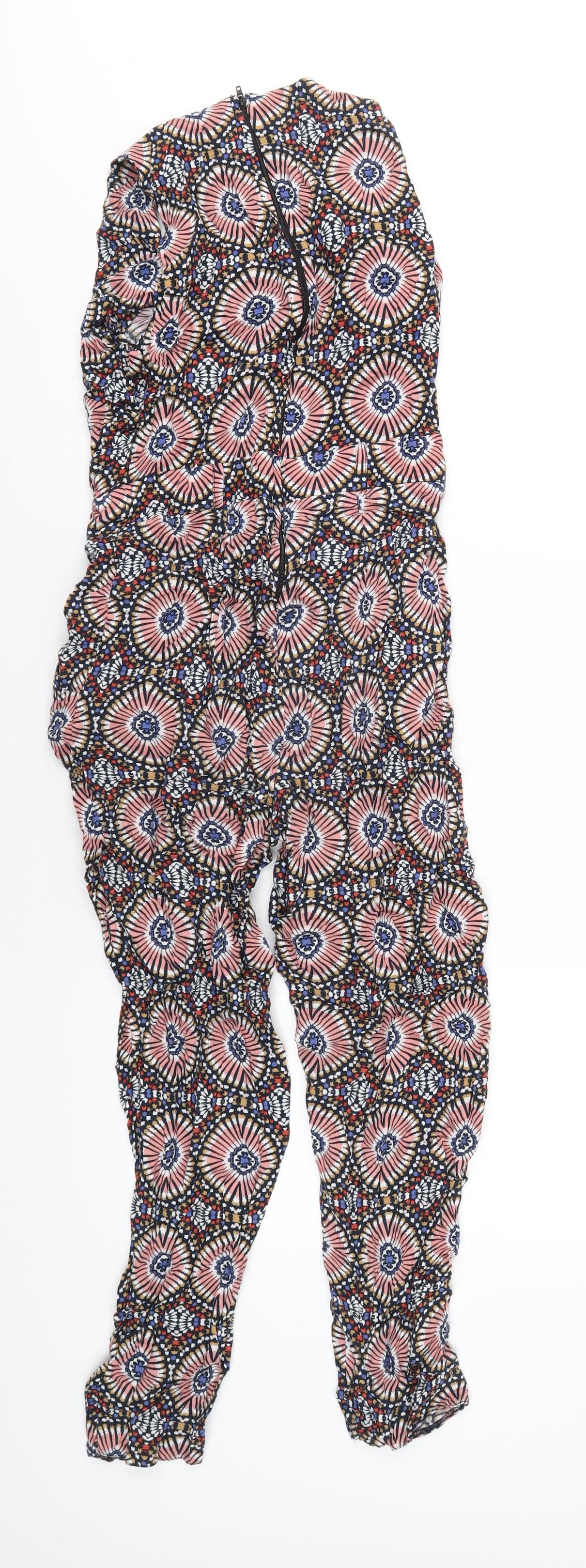 Dorothy Perkins Womens Multicoloured Geometric Viscose Jumpsuit One-Piece Size 8 L26 in Zip