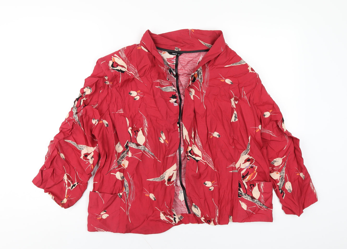 M&Co Womens Red Geometric Jacket Size 18