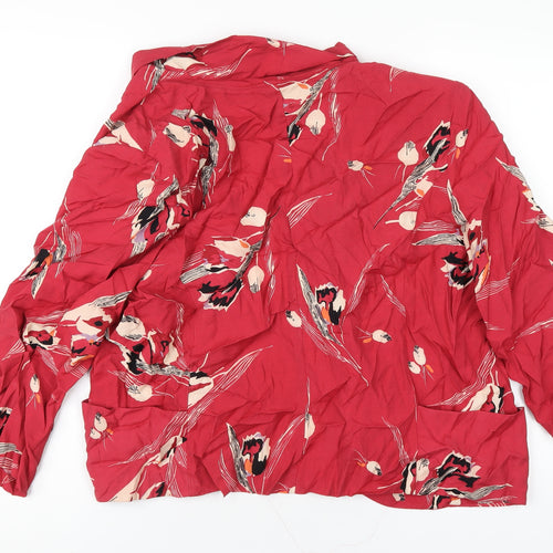 M&Co Womens Red Geometric Jacket Size 18