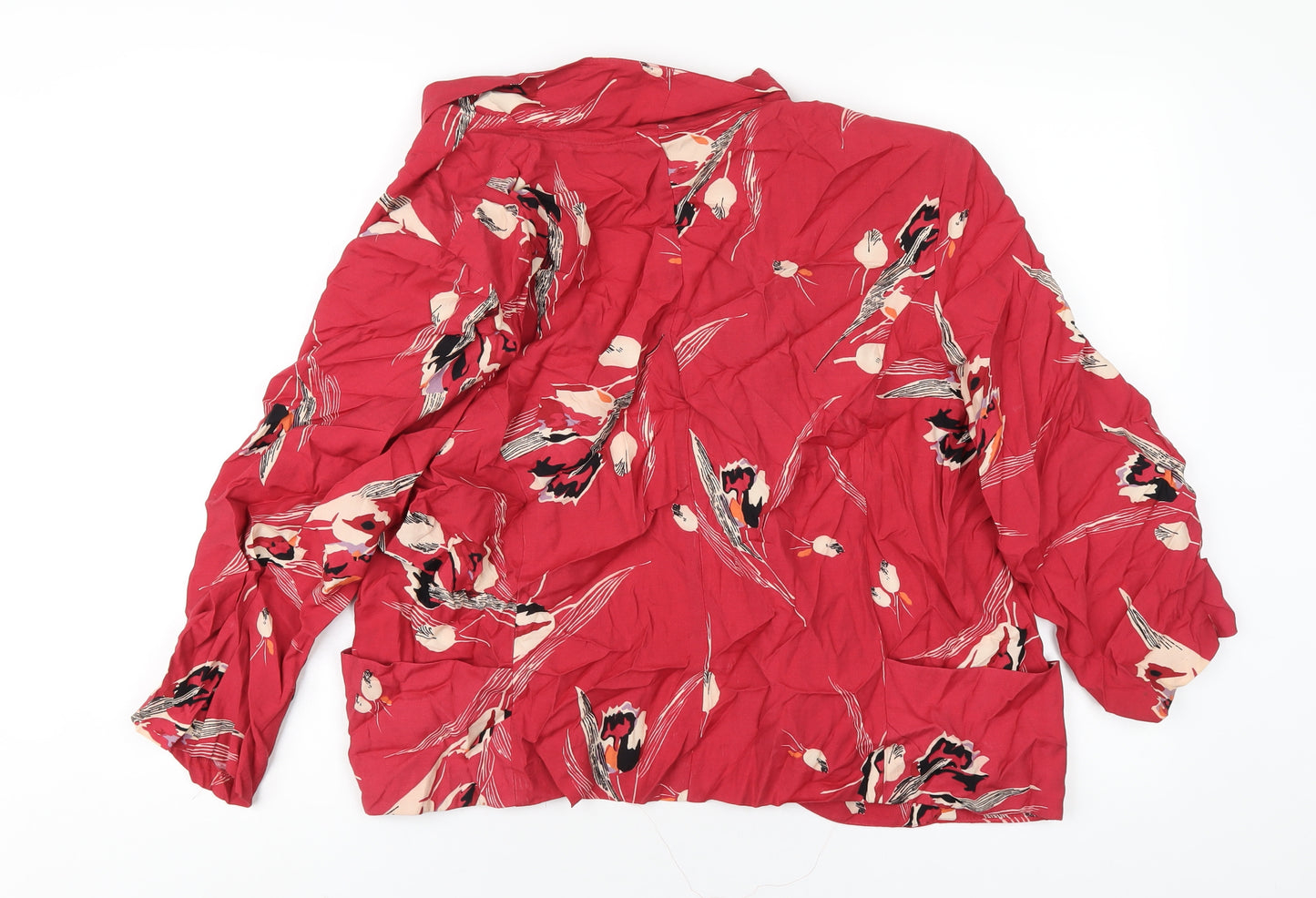 M&Co Womens Red Geometric Jacket Size 18