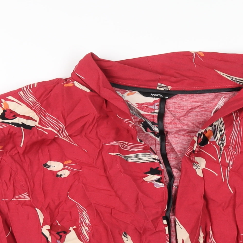 M&Co Womens Red Geometric Jacket Size 18