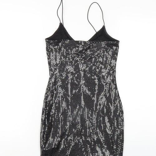 H&M Womens Silver Polyester Bodycon Size XS V-Neck Pullover