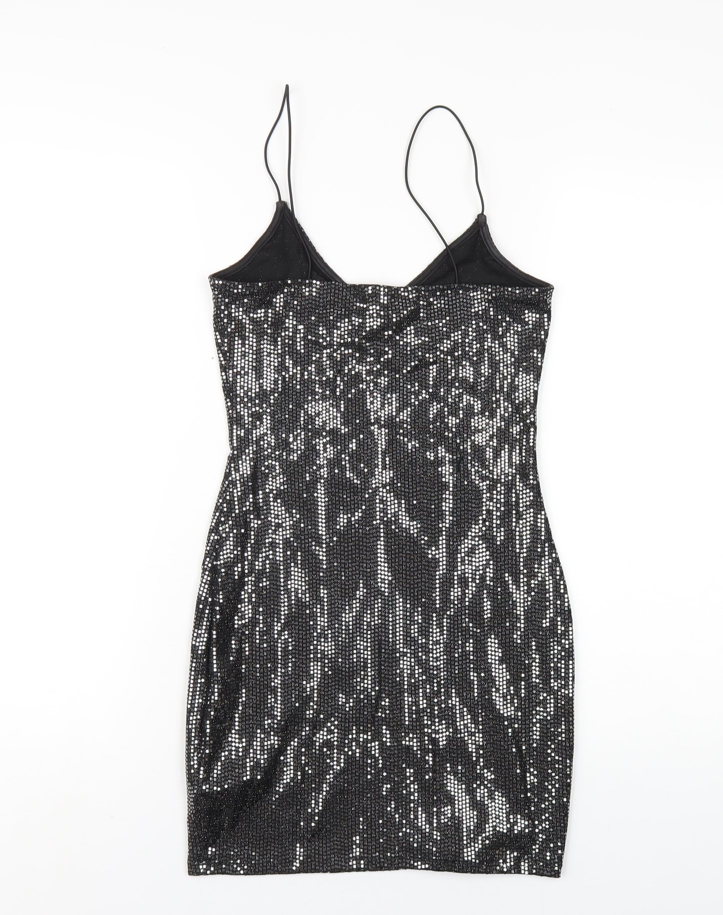 H&M Womens Silver Polyester Bodycon Size XS V-Neck Pullover