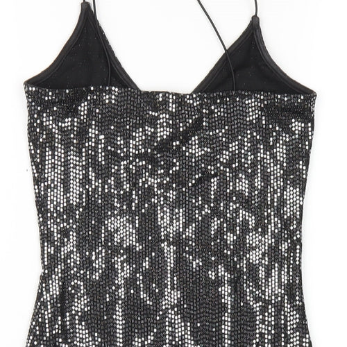 H&M Womens Silver Polyester Bodycon Size XS V-Neck Pullover