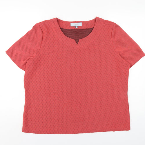 EWM Womens Pink Polyester Basic T-Shirt Size 20 V-Neck