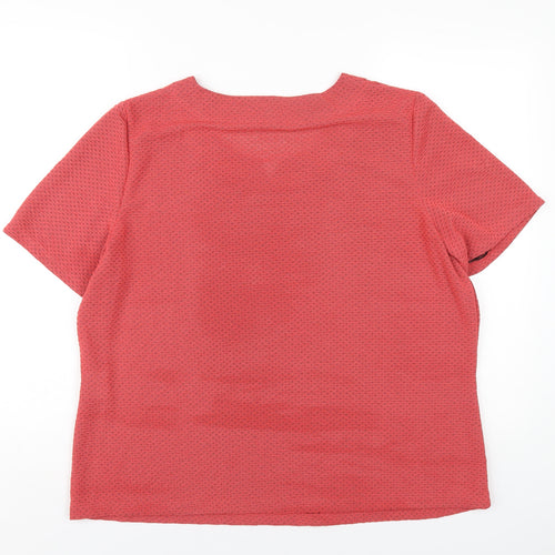 EWM Womens Pink Polyester Basic T-Shirt Size 20 V-Neck