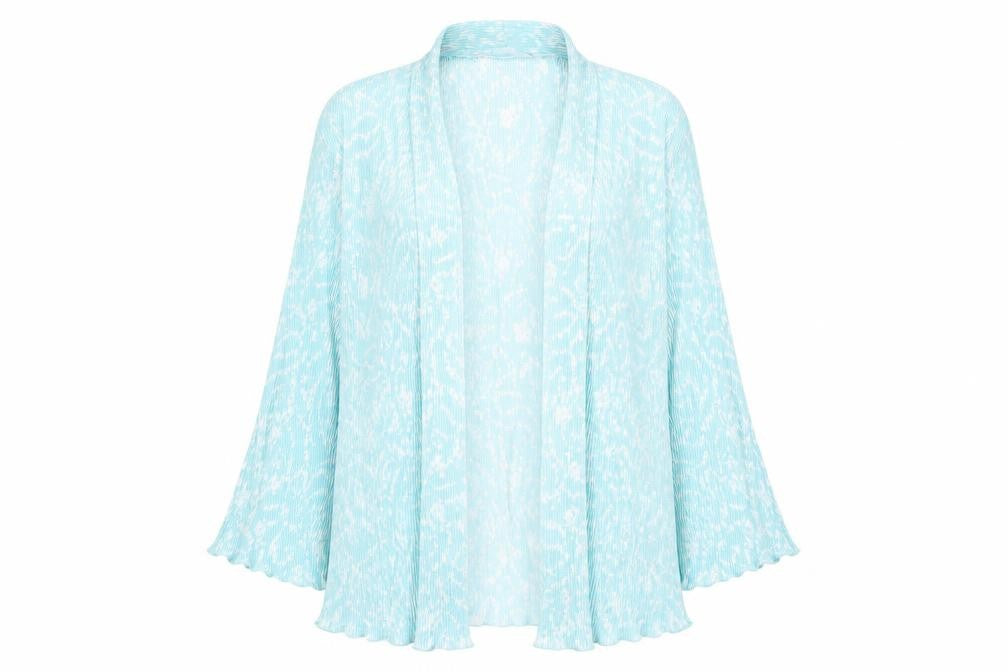 Amber Womens Blue Floral Polyester Kimono T-Shirt Size 14 V-Neck