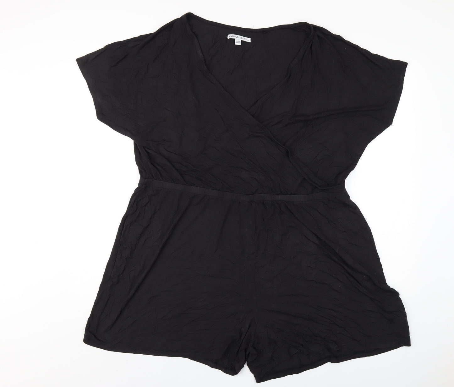 Capsule Womens Black Vinyl Playsuit One-Piece Size 22 Pullover