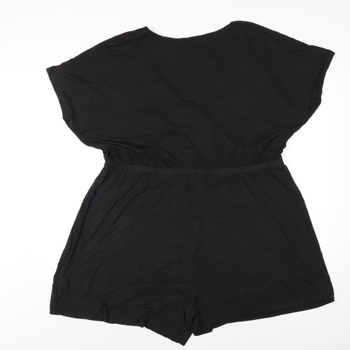 Capsule Womens Black Vinyl Playsuit One-Piece Size 22 Pullover