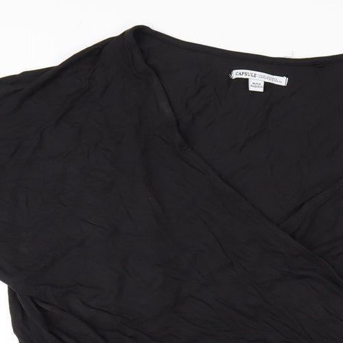 Capsule Womens Black Vinyl Playsuit One-Piece Size 22 Pullover