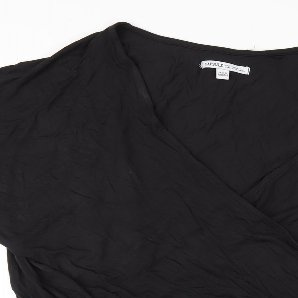 Capsule Womens Black Vinyl Playsuit One-Piece Size 22 Pullover