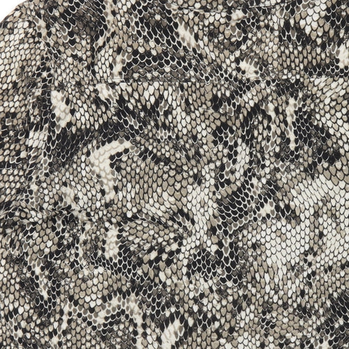 Marks and Spencer Womens Beige Animal Print Viscose Basic T-Shirt Size 16 V-Neck - Snake Print