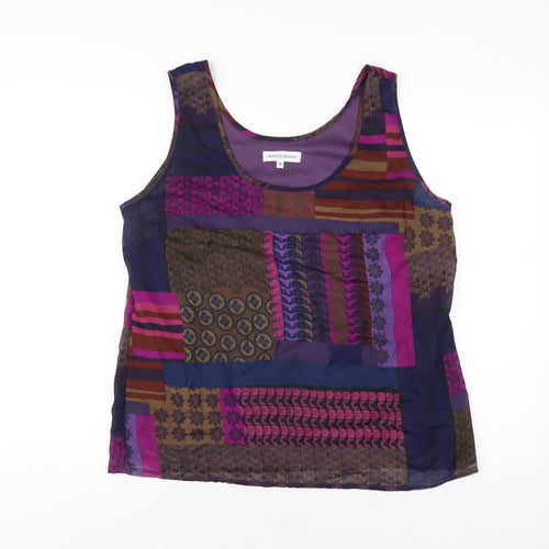 Gray & Osbourn Womens Multicoloured Geometric Polyester Basic Tank Size 16 Scoop Neck