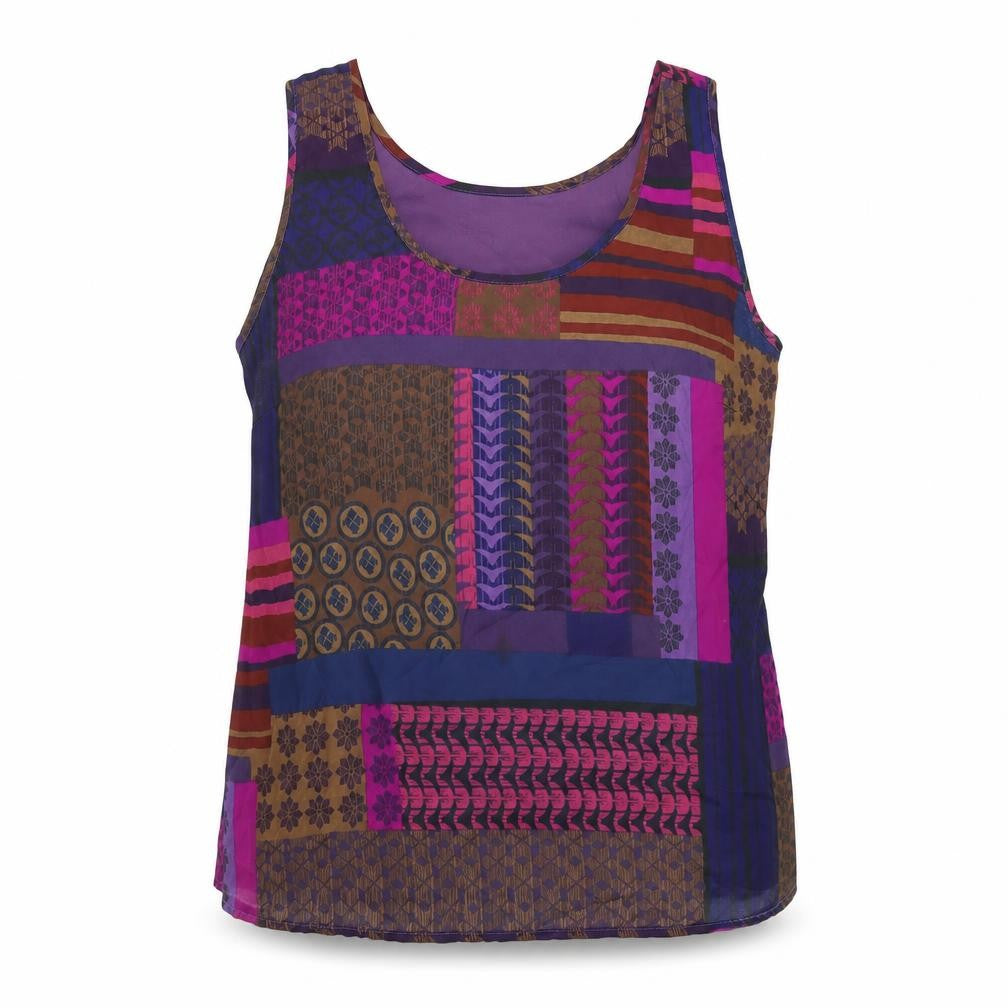 Gray & Osbourn Womens Multicoloured Geometric Polyester Basic Tank Size 16 Scoop Neck