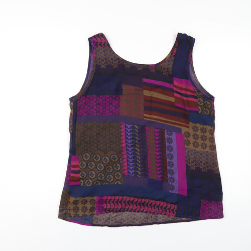 Gray & Osbourn Womens Multicoloured Geometric Polyester Basic Tank Size 16 Scoop Neck
