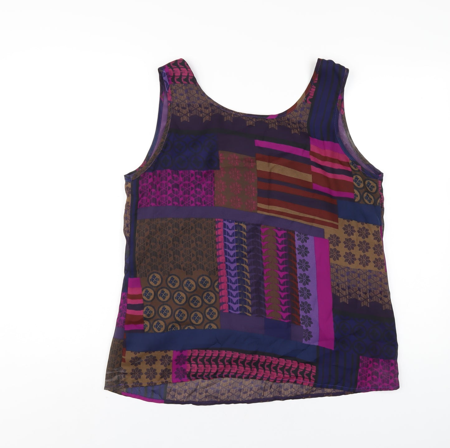 Gray & Osbourn Womens Multicoloured Geometric Polyester Basic Tank Size 16 Scoop Neck