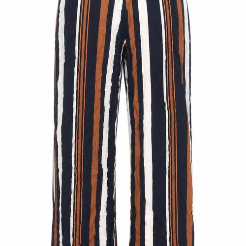 Topshop Womens Multicoloured Striped Viscose Trousers Size 12 L31 in Regular Zip