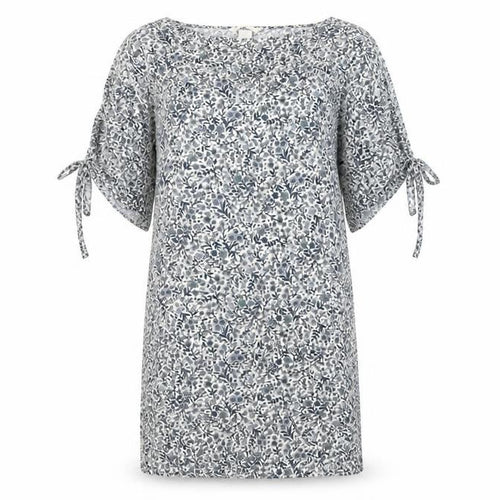 H&M Womens Blue Floral Viscose Slip Dress Size 8 Round Neck Pullover