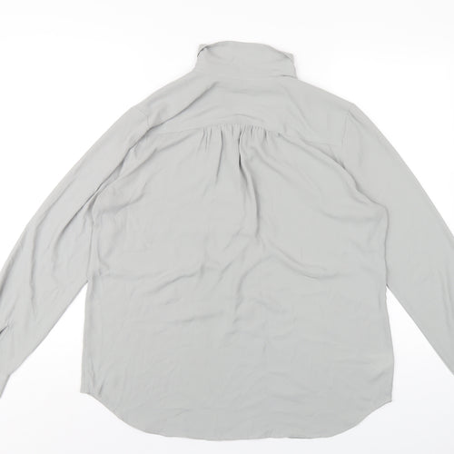 Ann Taylor Womens Grey Polyester Basic Blouse Size M Collared